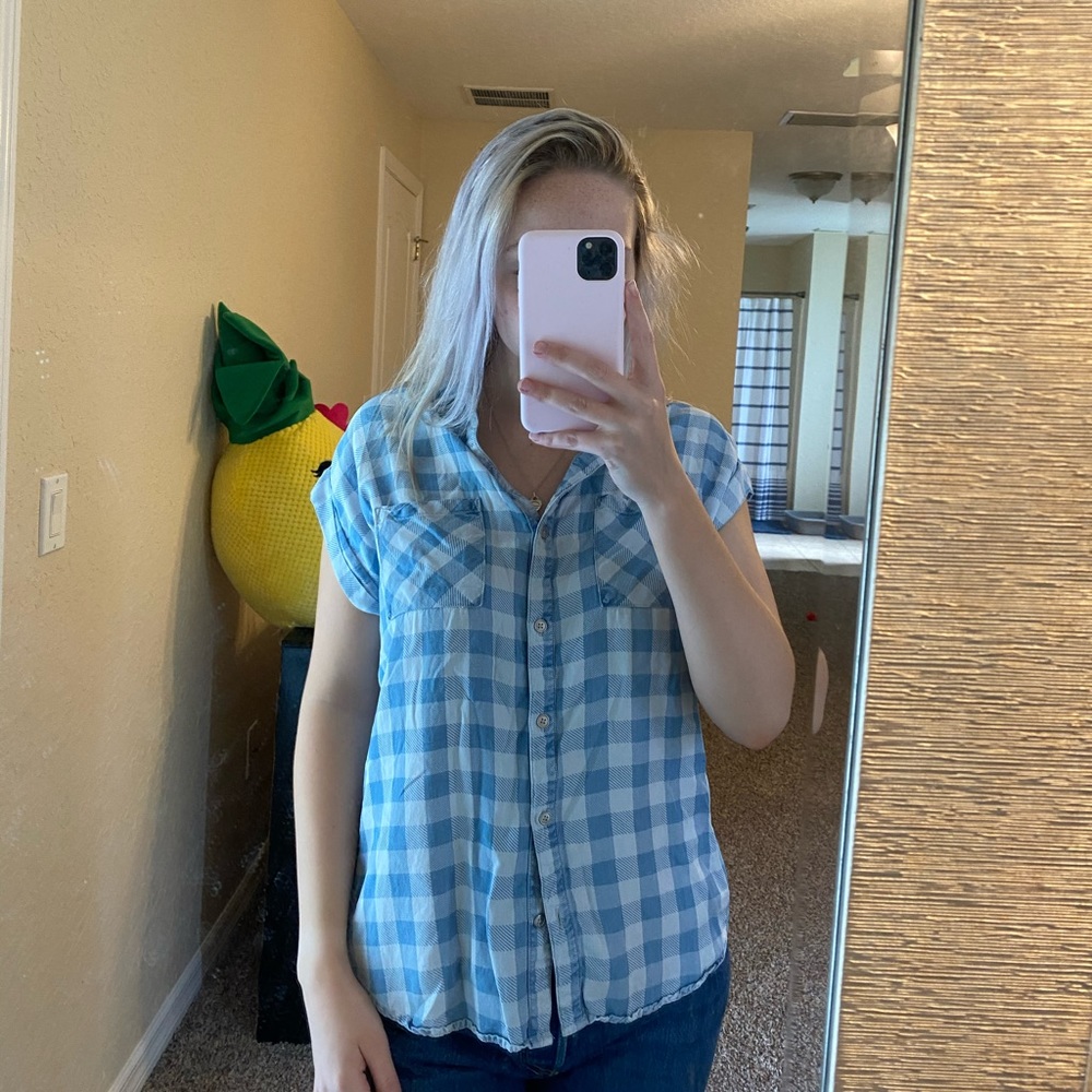 New York and Company Plaid Blouse